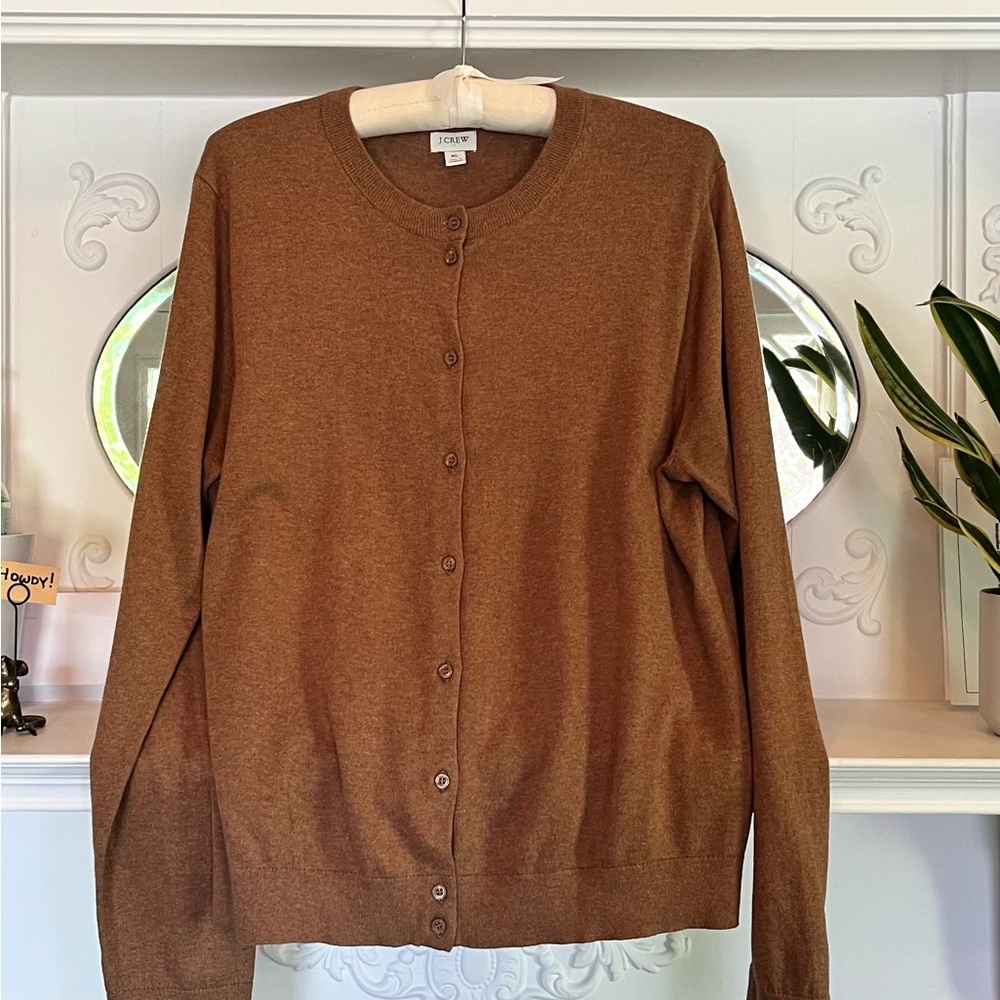 J. Crew Factory Chestnut Brown Button-Up Cardigan